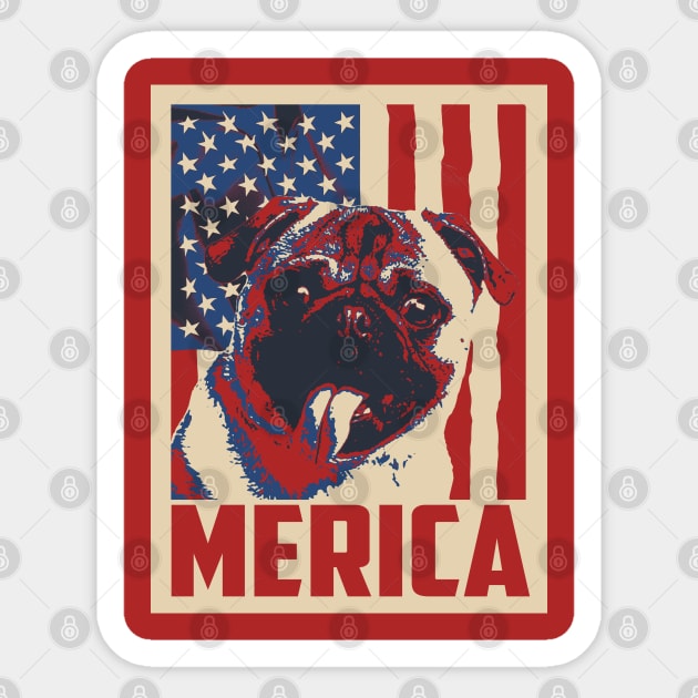 Pug Merica 4th Of July Sticker by mia_me